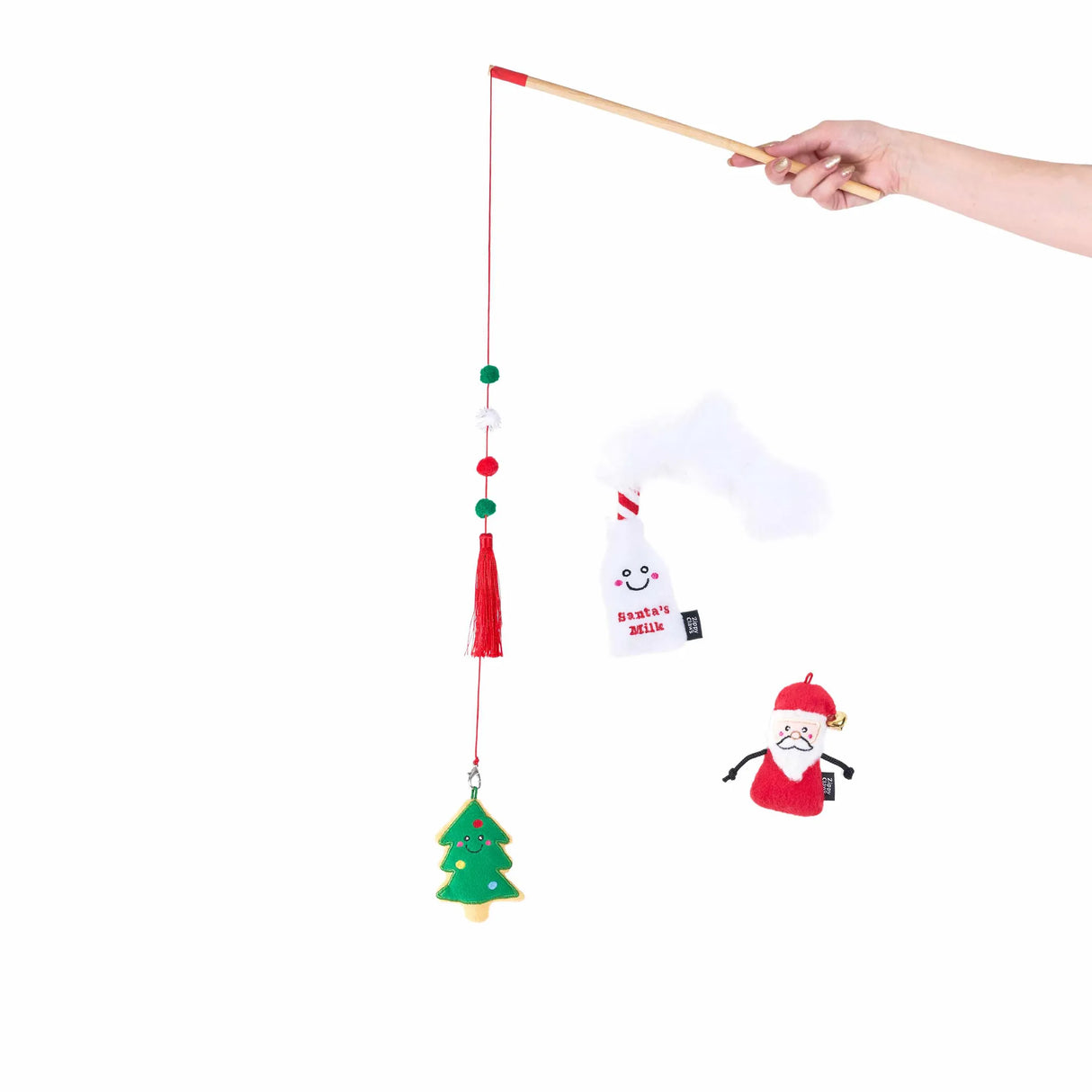 ZippyClaws Holiday ZippyStick Santa with Cookies & Milk Cat Toy