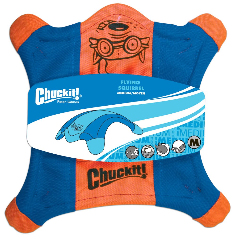 Chuckit! Flying Squirrel Dog Toy Blue/Orange-Medium