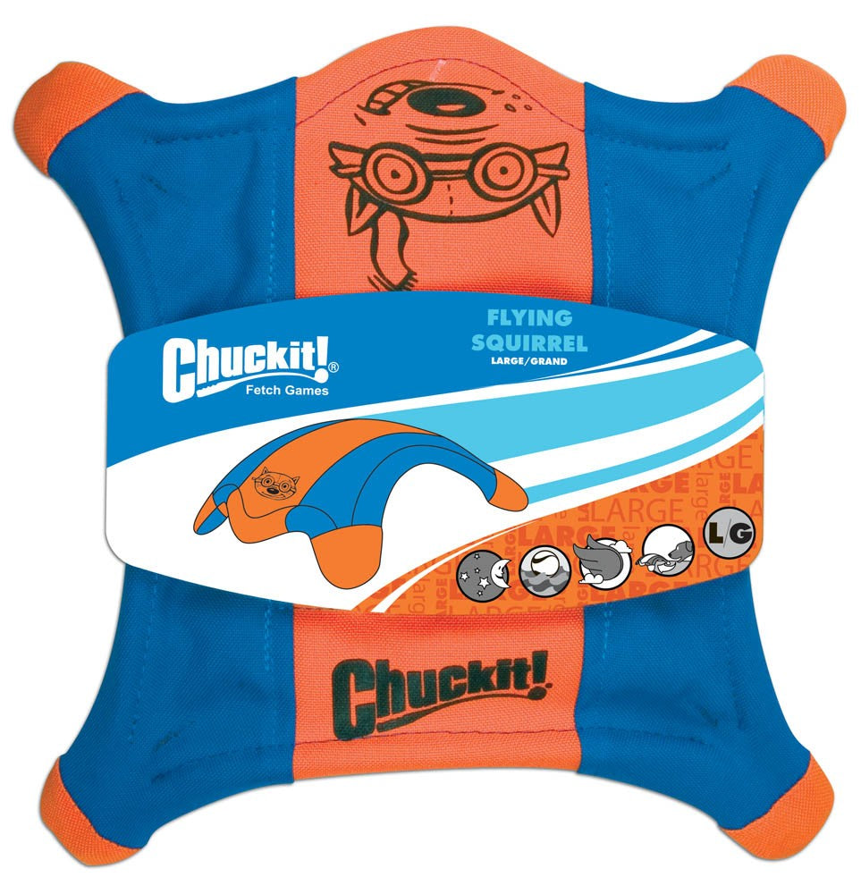 Chuckit! Flying Squirrel Dog Toy Blue/Orange-Large