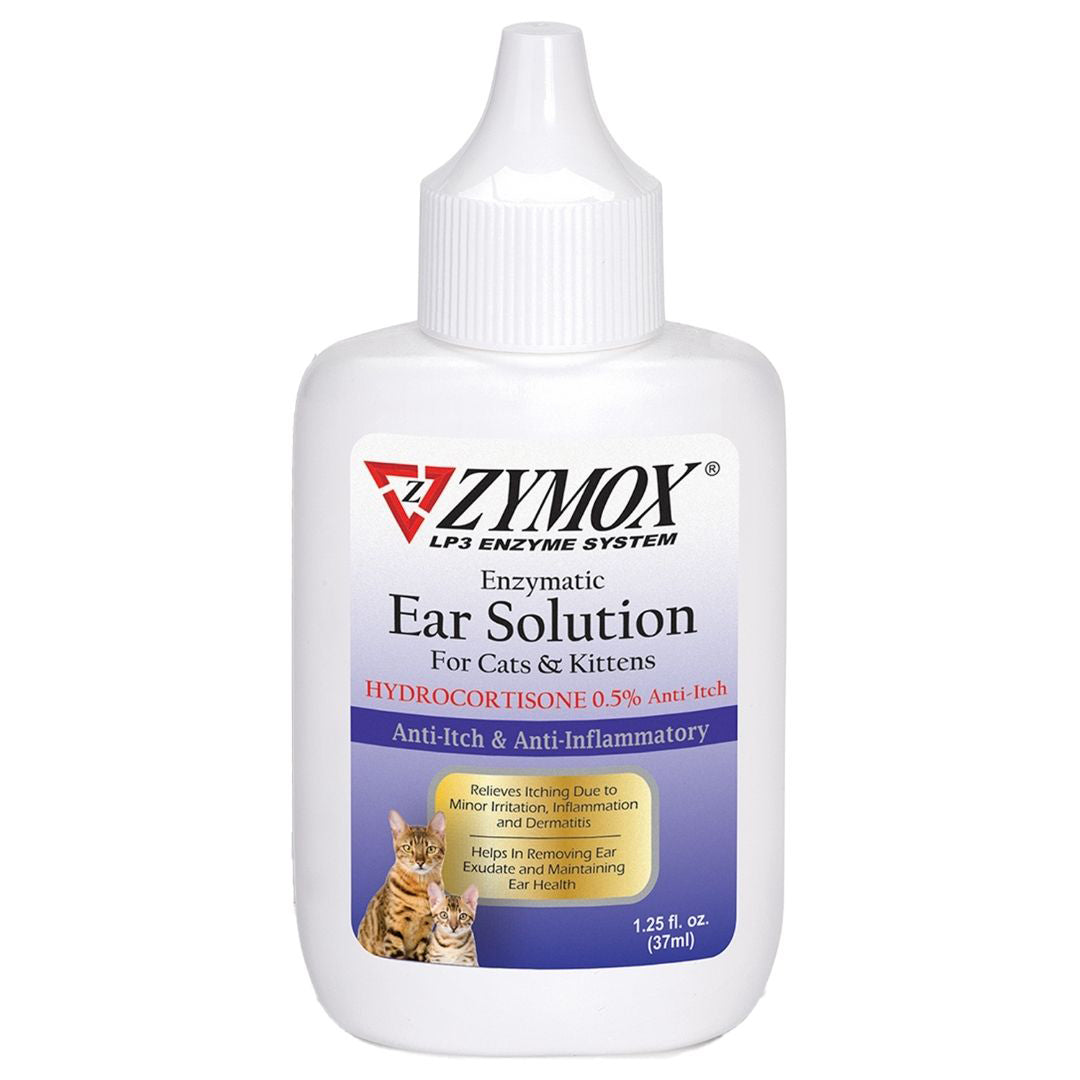 Zymox Enzymatic Ear Solution 0.5% Hydrocortisone for Cats & Kittens 1.25 oz