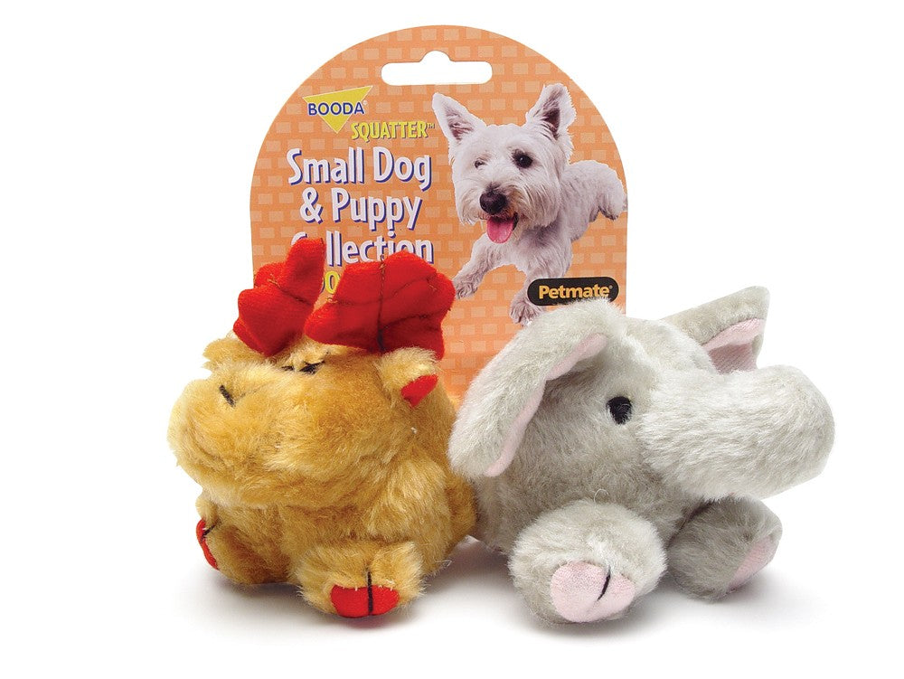 Booda Squatter Moose/Elephant Small Dog & Puppy Toy Multi-Color SM, 2 pk