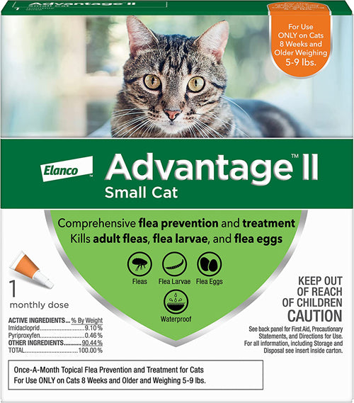 Advantage II Small Cat Single Dose Orange 8 weeks or older/5-9 lbs.