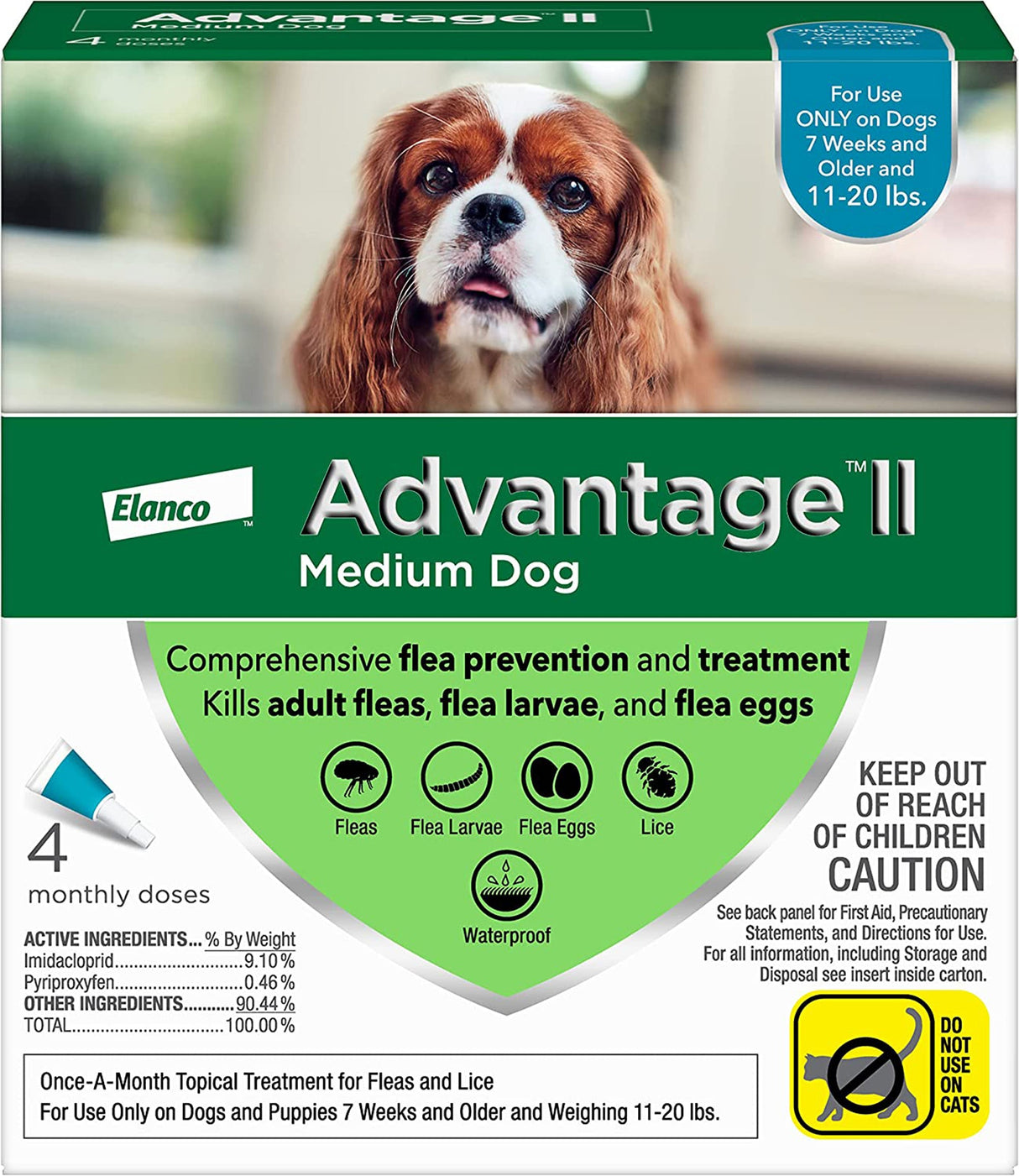 Advantage II Dog Medium Teal 4-Pack 7 weeks or older/11-20 lbs.