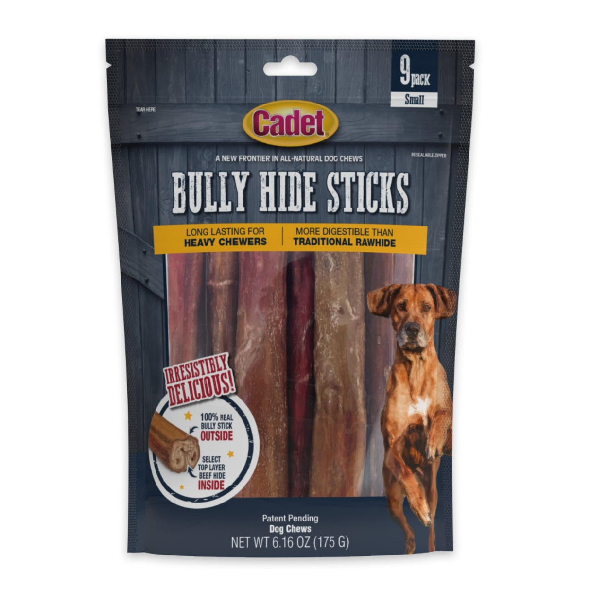 Cadet Bully Hide Sticks All-Natural Dog Chews Small Stick, 9 ct