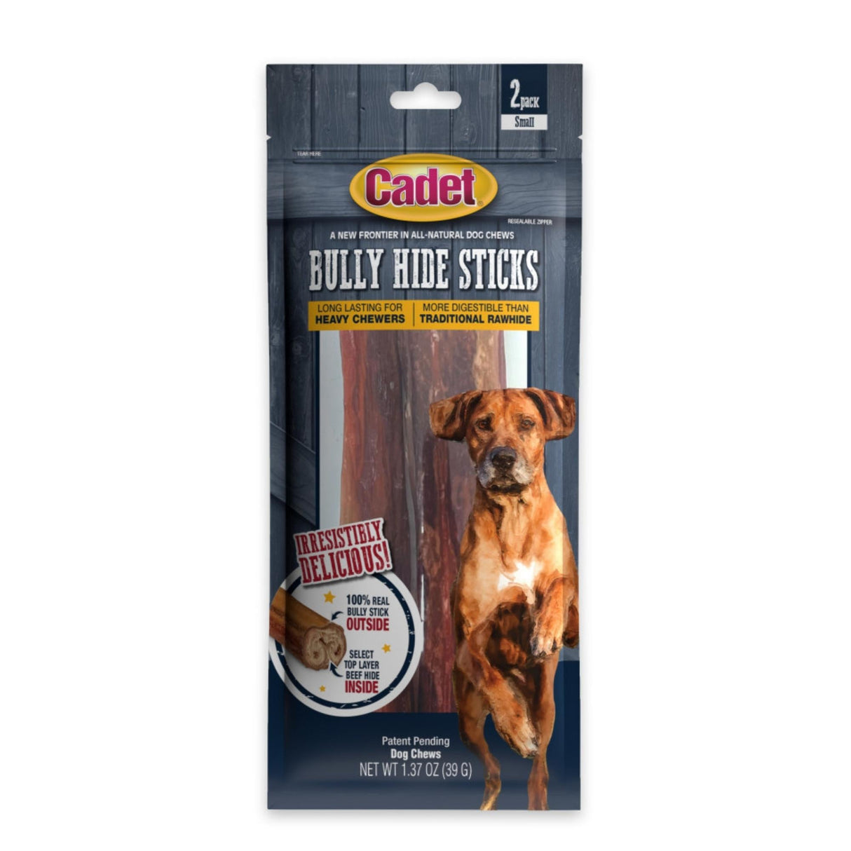 Cadet Bully Hide Sticks All-Natural Dog Chews Small Stick, 2 ct