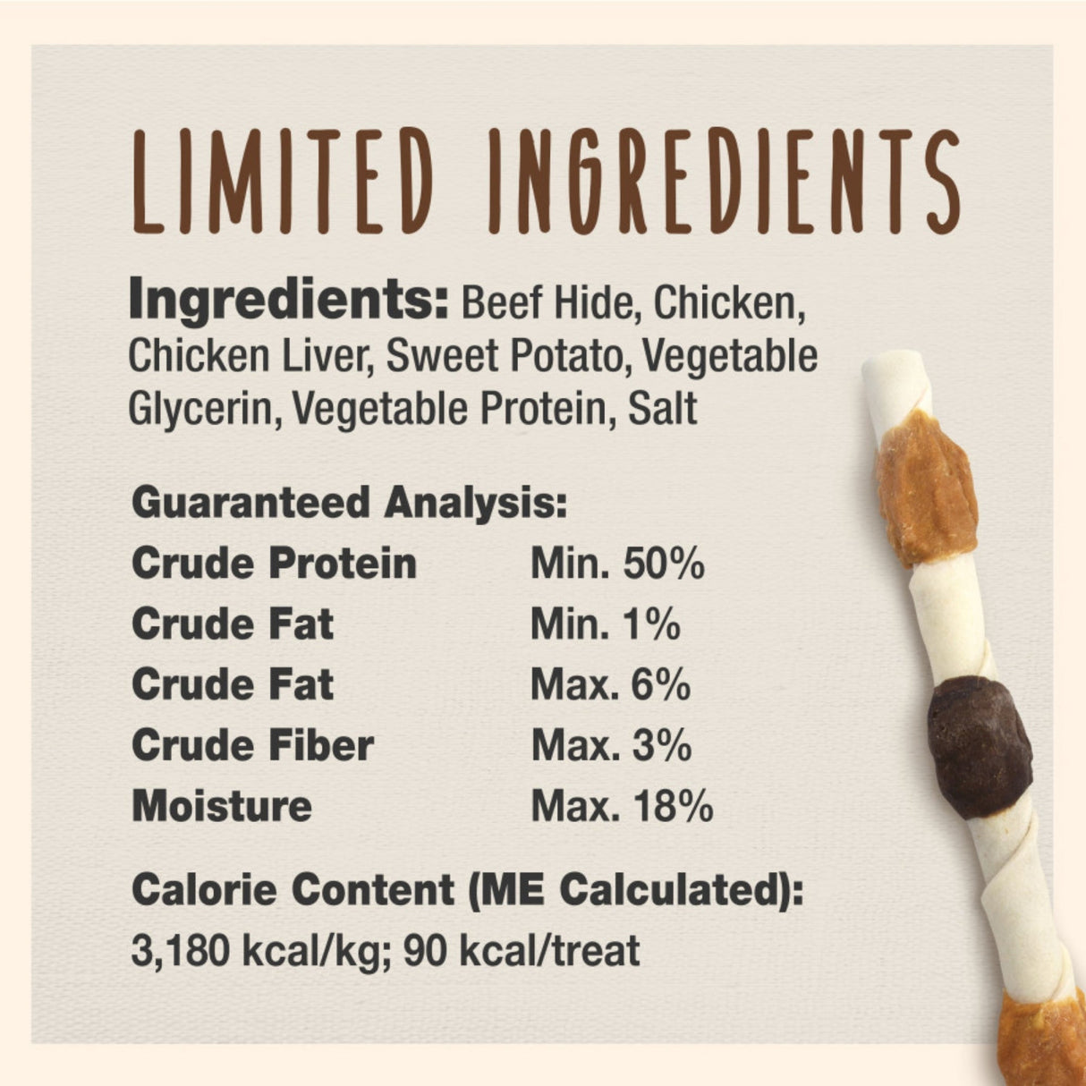 Cadet Gourmet Beef Hide Shish Kabob Dog Treats X-Large, Chicken, Chicken Liver & Sweet Potato, (15 ct)