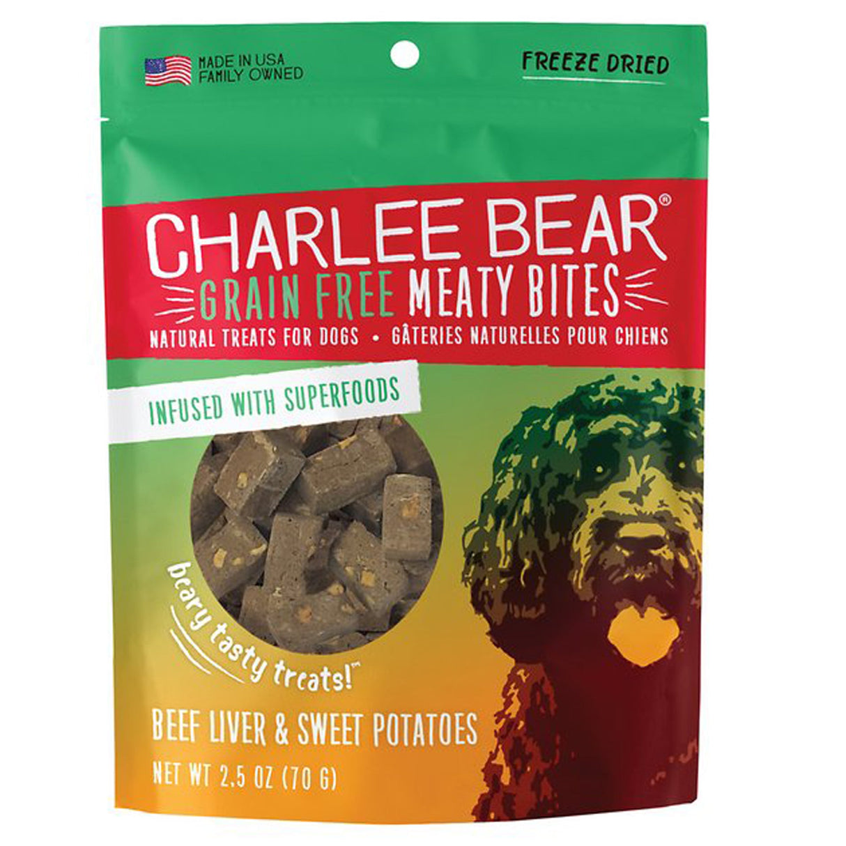 Charlee Bear Dog Meaty Bites Beef Liver And Sweet Potato 2.5 oz.