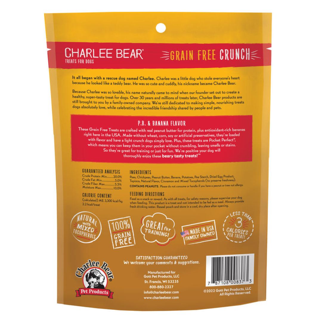 Charlee Bear Dog Crunch Grain Free Peanut Butter & Banana 8 oz.