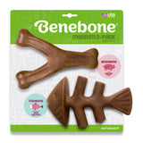 Benebone Fishbone & Wishbone Dog Chew Toy Bacon, Medium