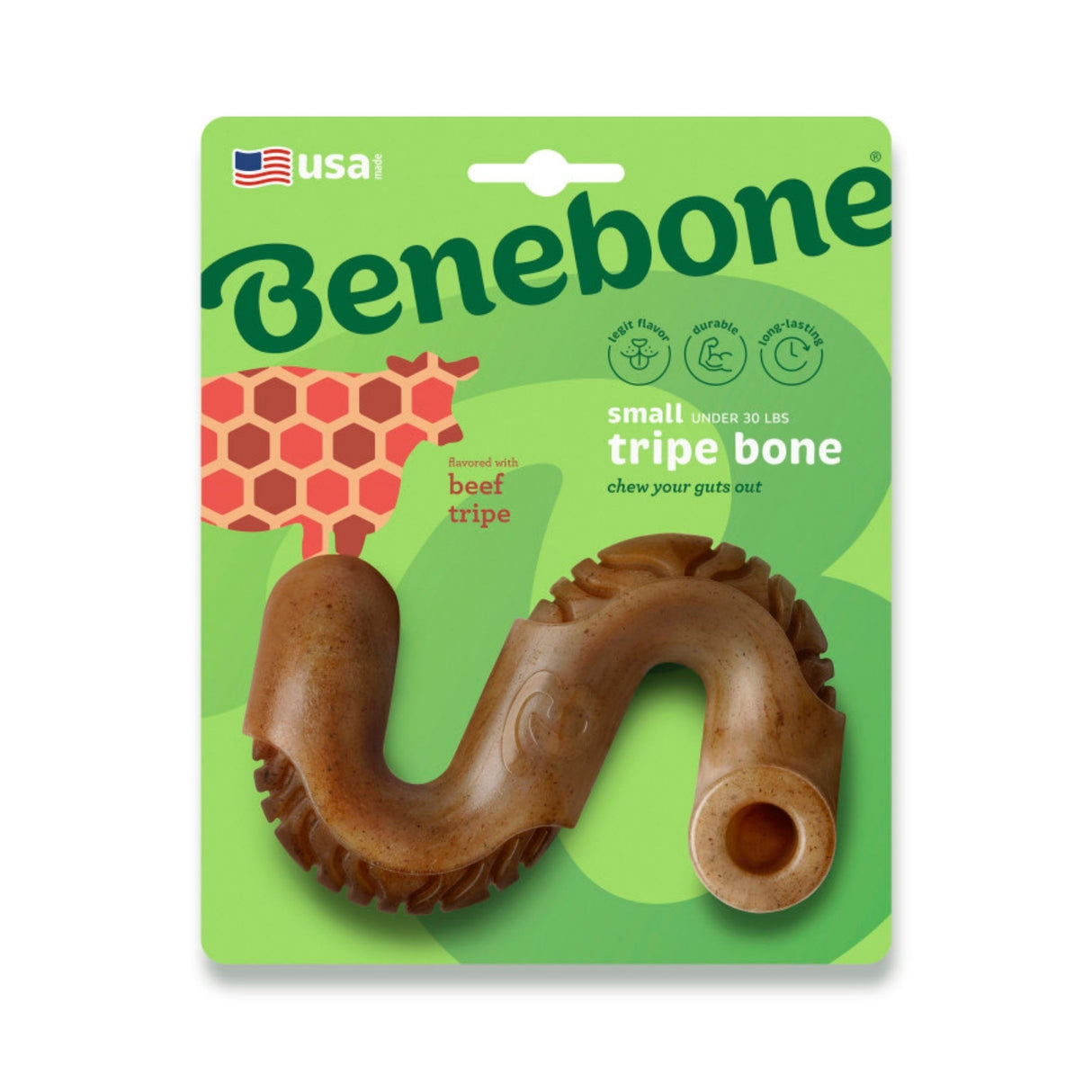 Benebone Tripe Bone Durable Dog Chew Toy Beef Tripe, Small