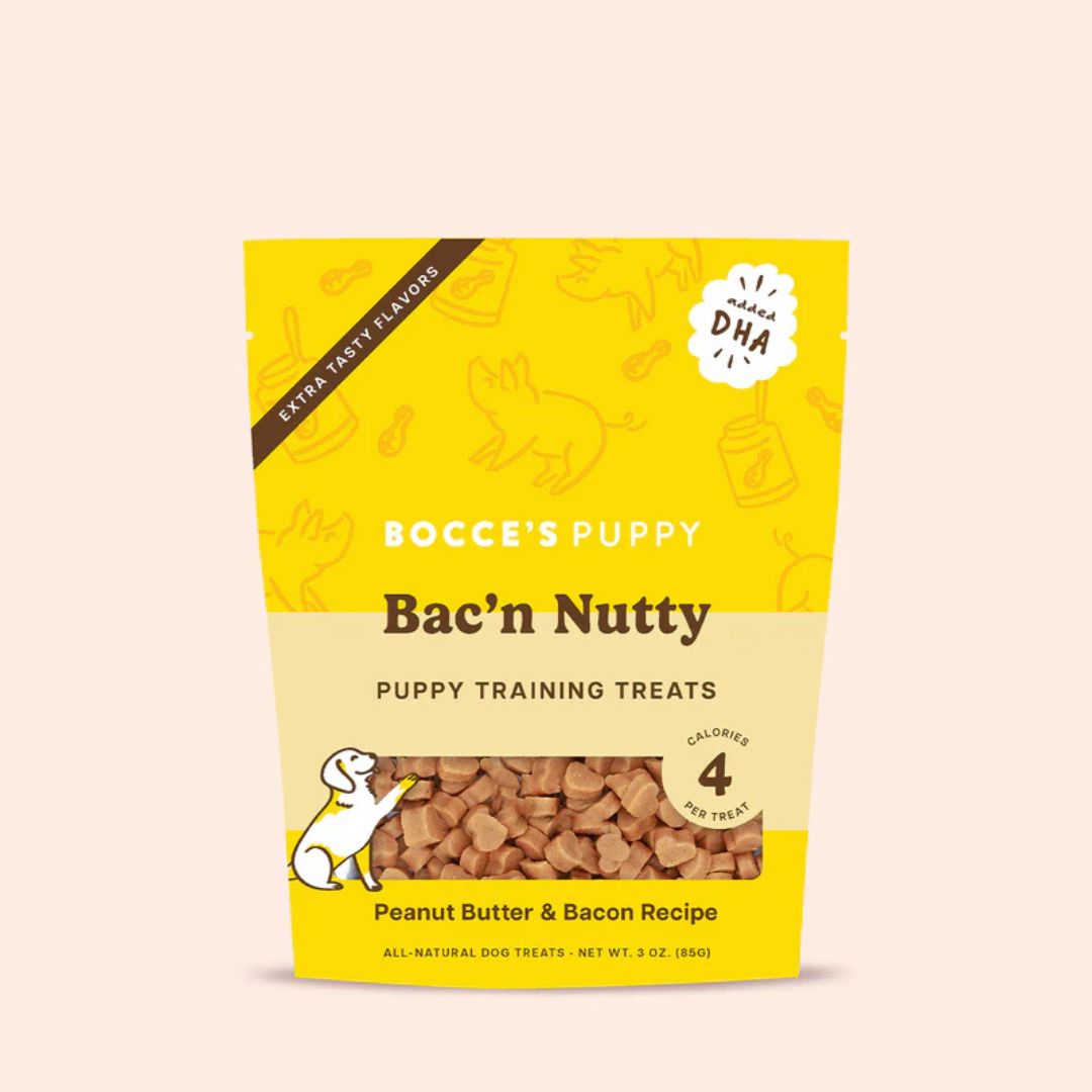 Bocce's Bakery Dog Puppy Training Bites Bac'N Nutty 3oz
