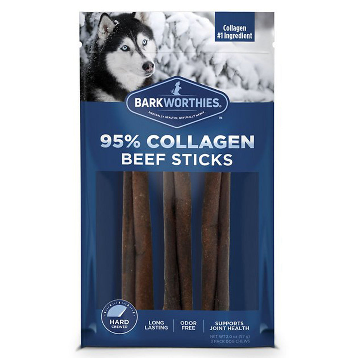 Barkworthies Dog Collagen Beef Stick 6" - 3 pack - Qty of 6