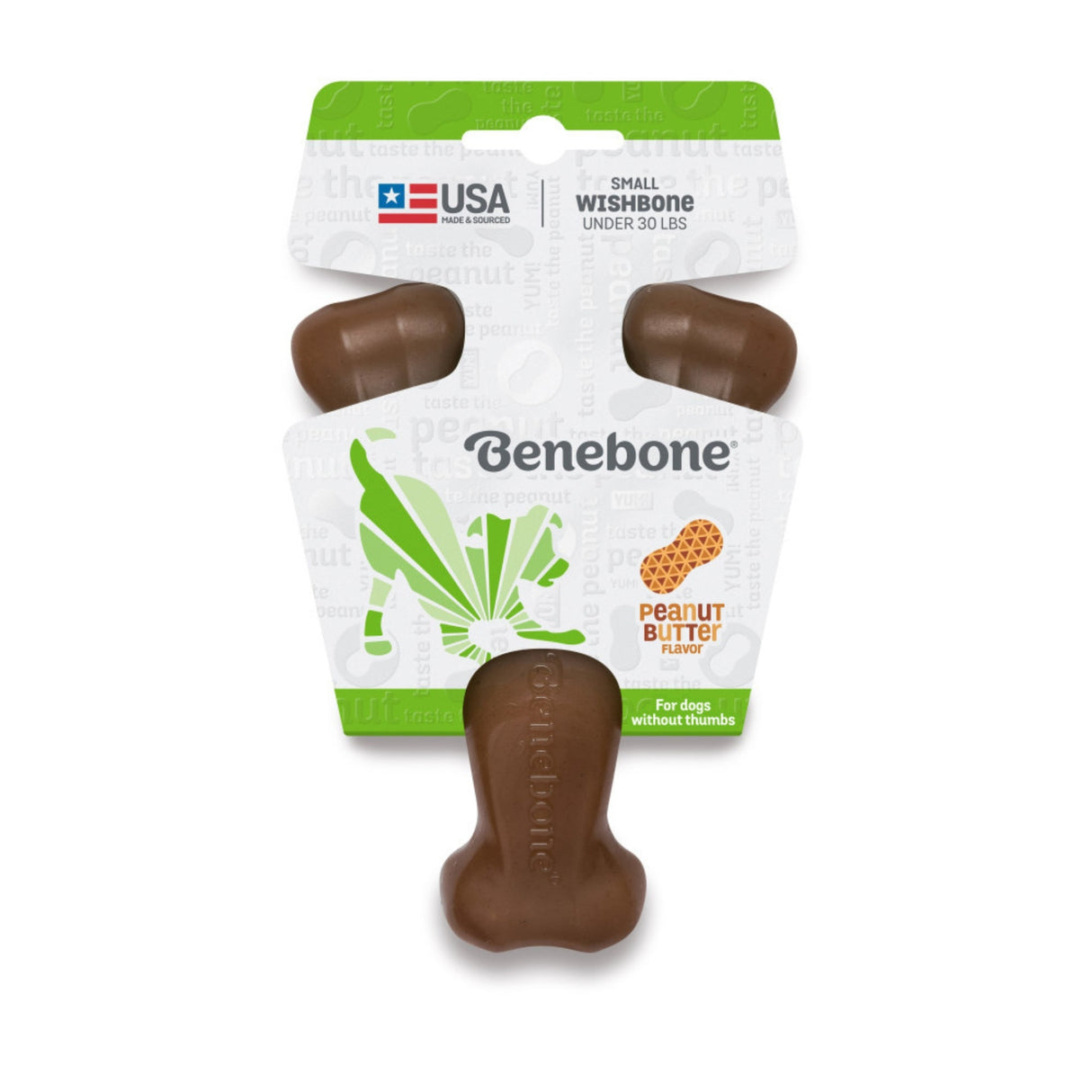 Benebone Wishbone Durable Dog Chew Toy Peanut Butter, Small