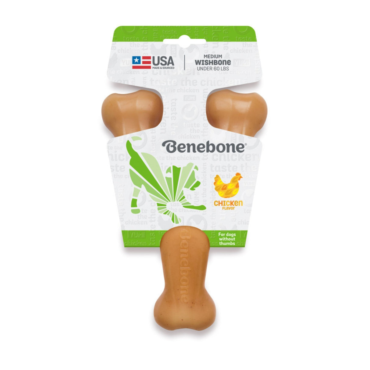 Benebone Wishbone Durable Dog Chew Toy Chicken, Medium