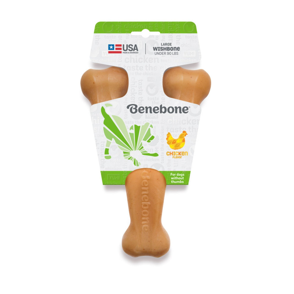 Benebone Wishbone Durable Dog Chew Toy Chicken, Large