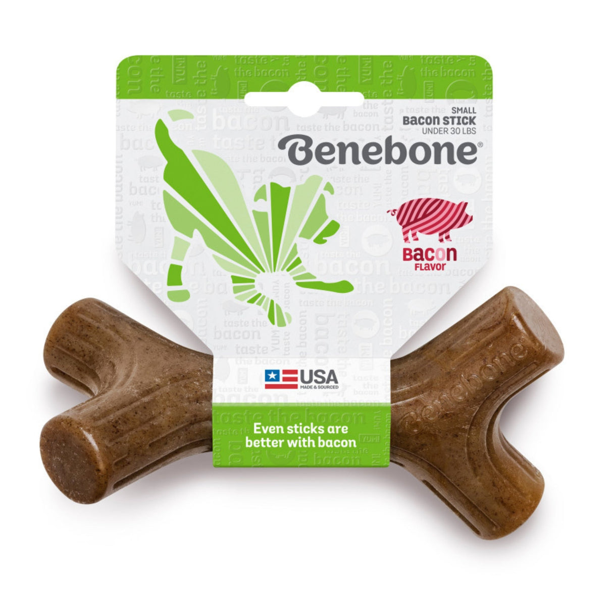 Benebone Stick Durable Dog Chew Toy Bacon, Small