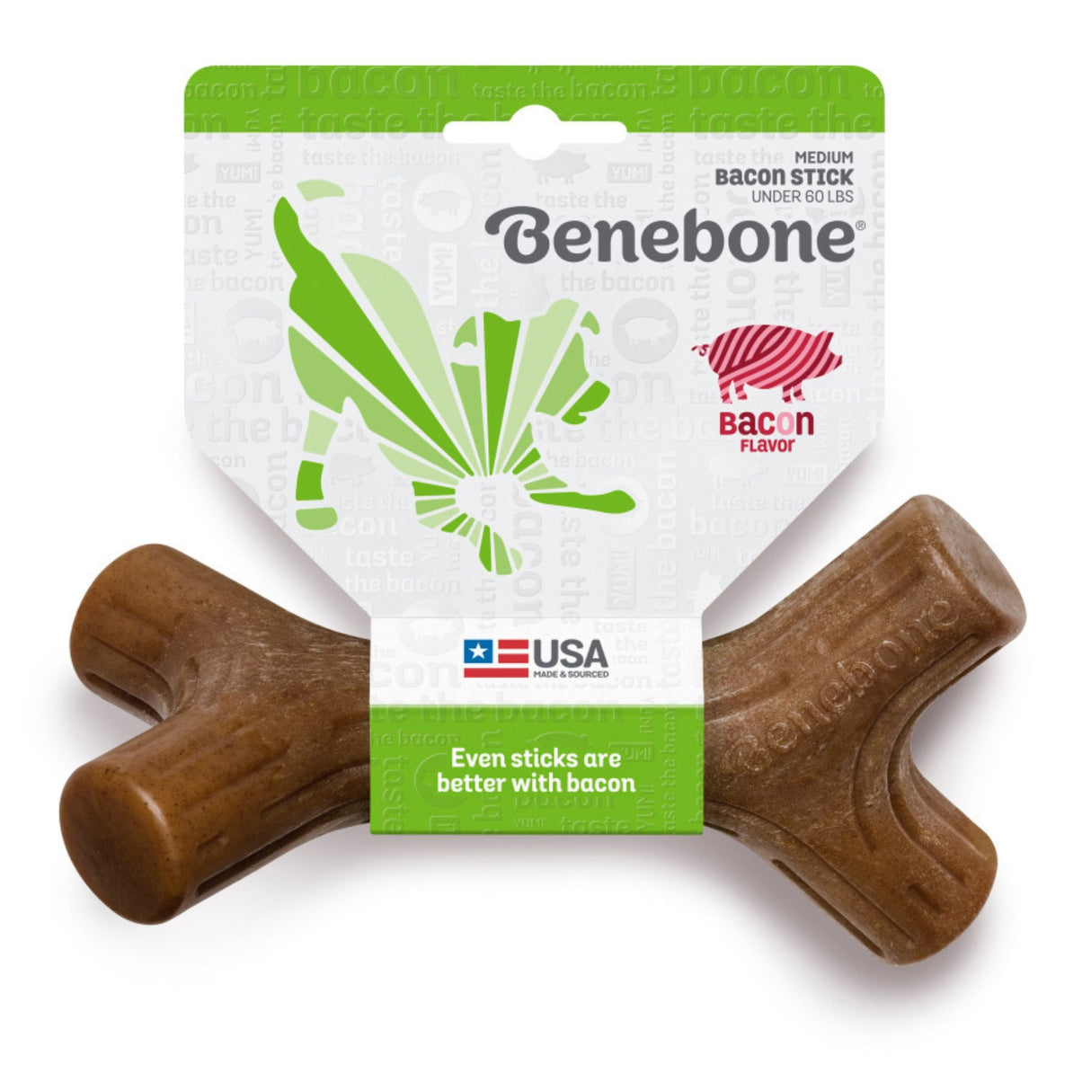 Benebone Stick Durable Dog Chew Toy Bacon, Medium