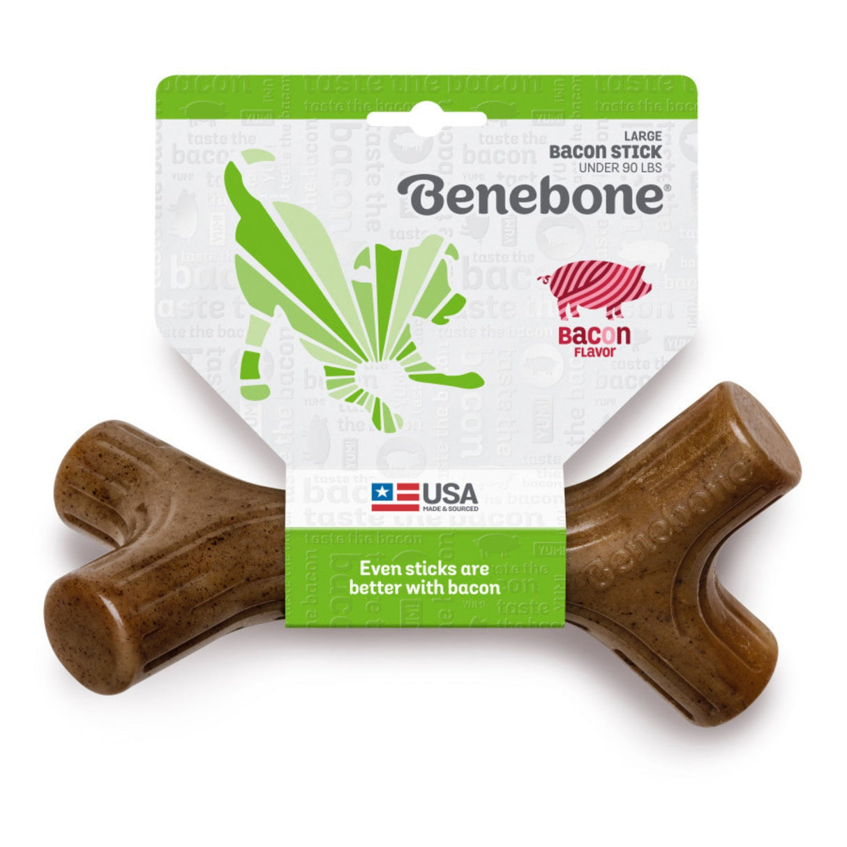 Benebone Stick Durable Dog Chew Toy Bacon, Large