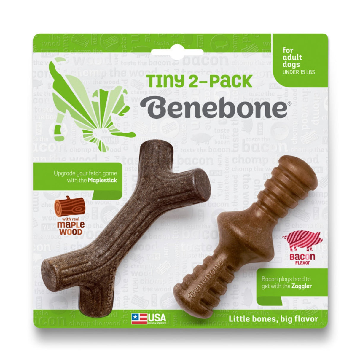 Benebone Stick & Zaggler Dog Chew Toy Maple & Bacon, Extra Small