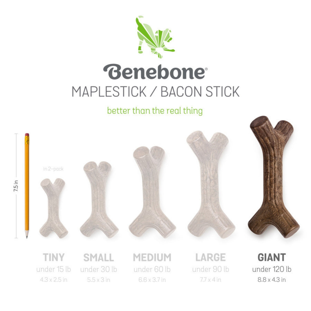 Benebone Stick Durable Dog Chew Toy Bacon, Extra Large