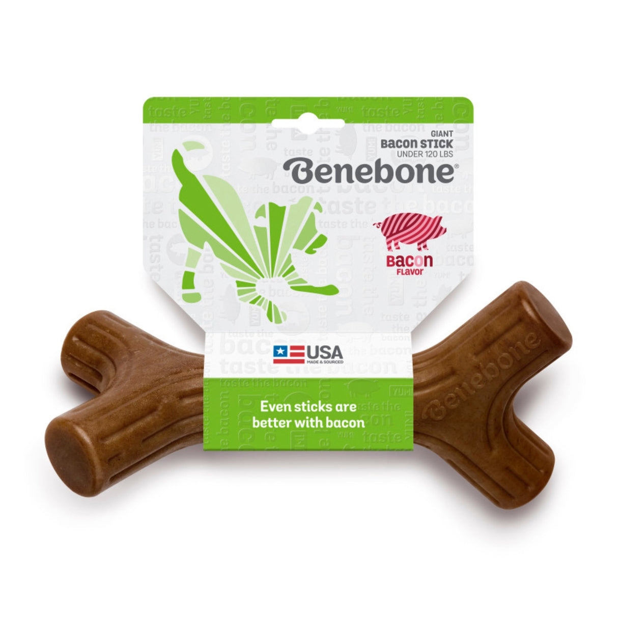 Benebone Stick Durable Dog Chew Toy Bacon, Extra Large