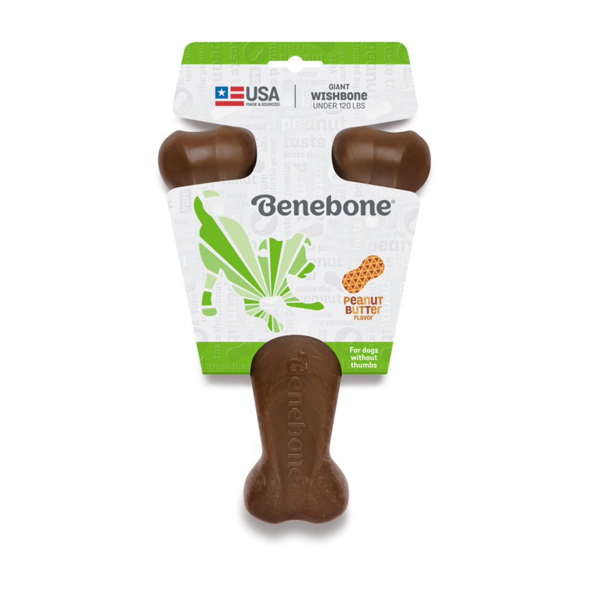 Benebone Wishbone Durable Dog Chew Toy Peanut Butter, Extra Large