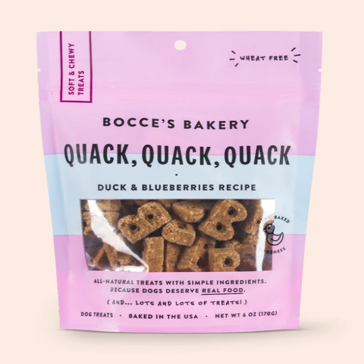 Bocce's Bakery Dog Soft And Chewy Quack Quack 6oz.