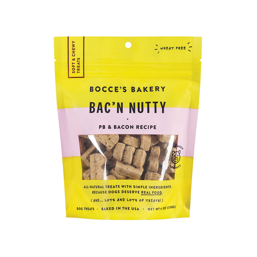 Bocce's Bakery Dog Soft And Chewy Bacon Nutty 6oz.